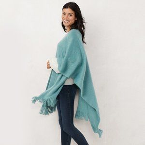 Lauren Conrad Blue Scarfigan Poncho Ruana Sweater